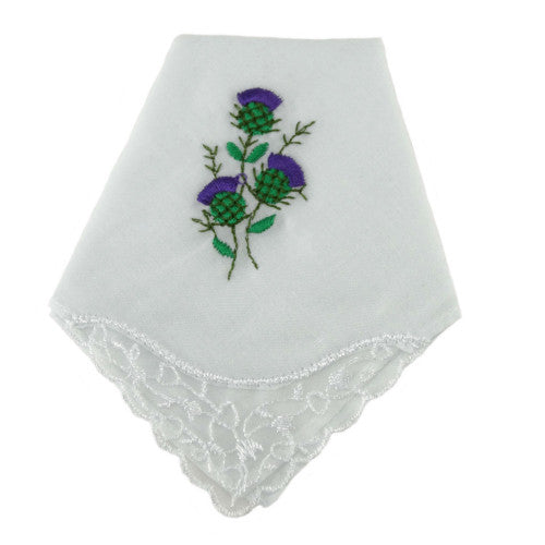 Thistle Embroidered Ladies Handkerchief