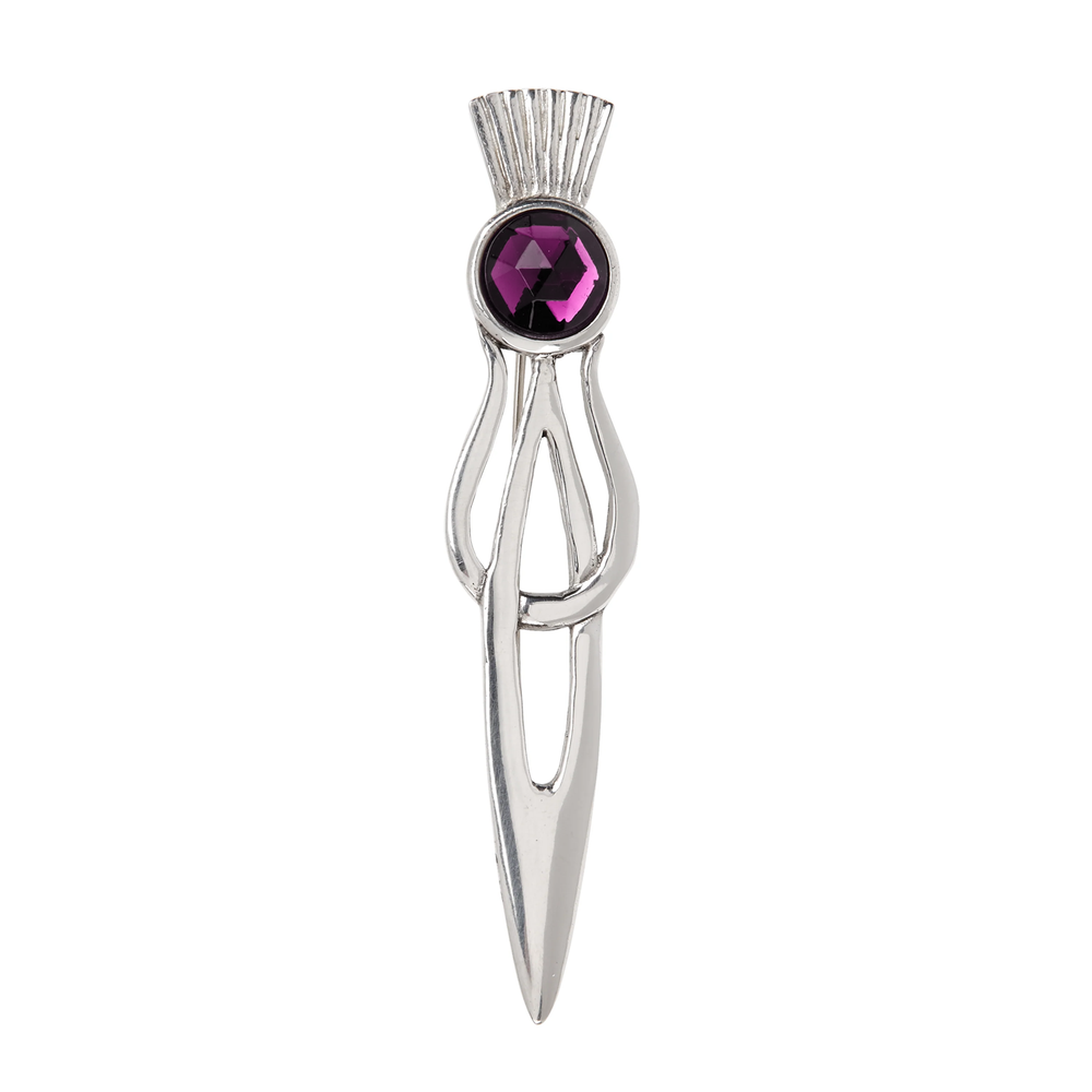 Thistle Kilt Pin with Coloured Stone