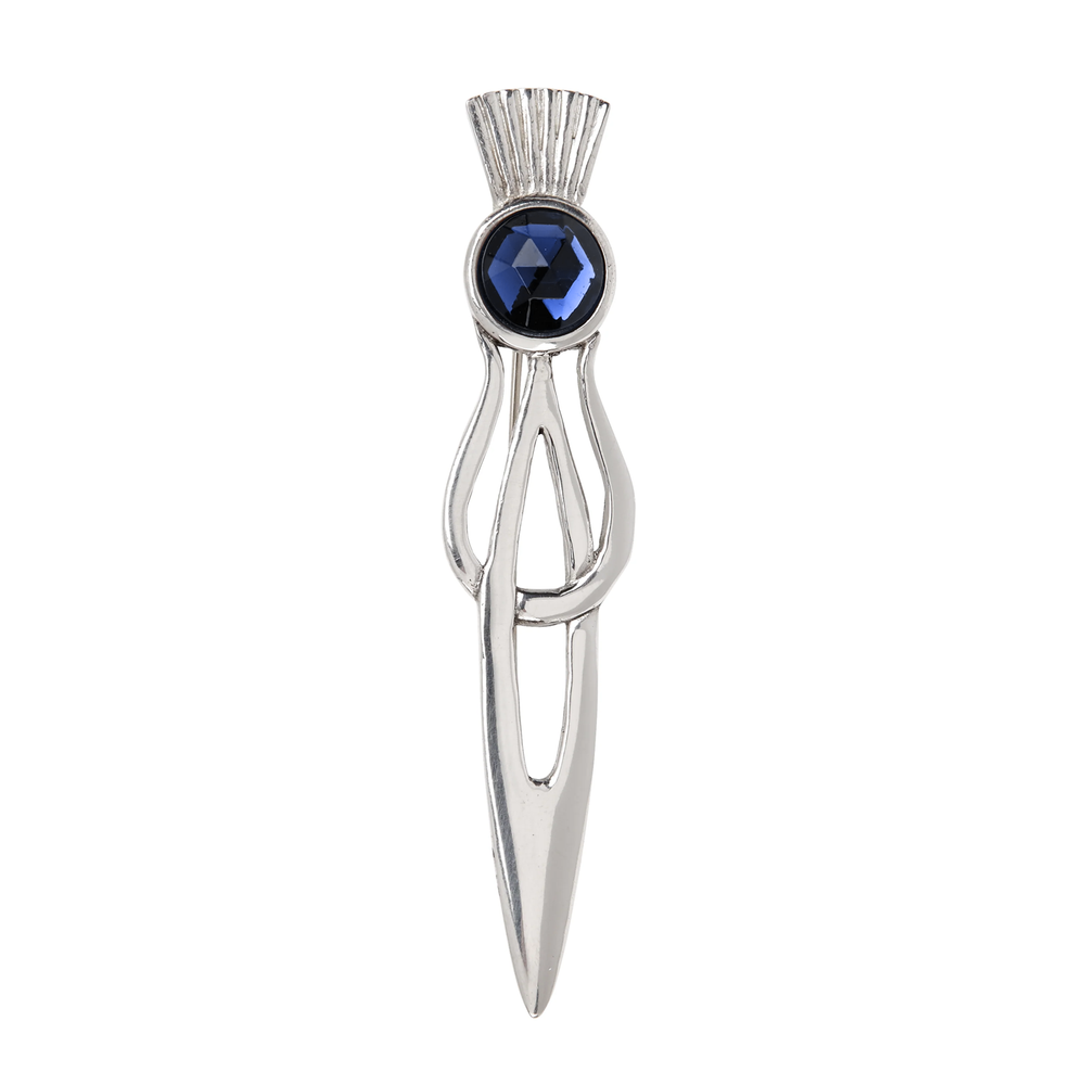 Thistle Kilt Pin with Coloured Stone
