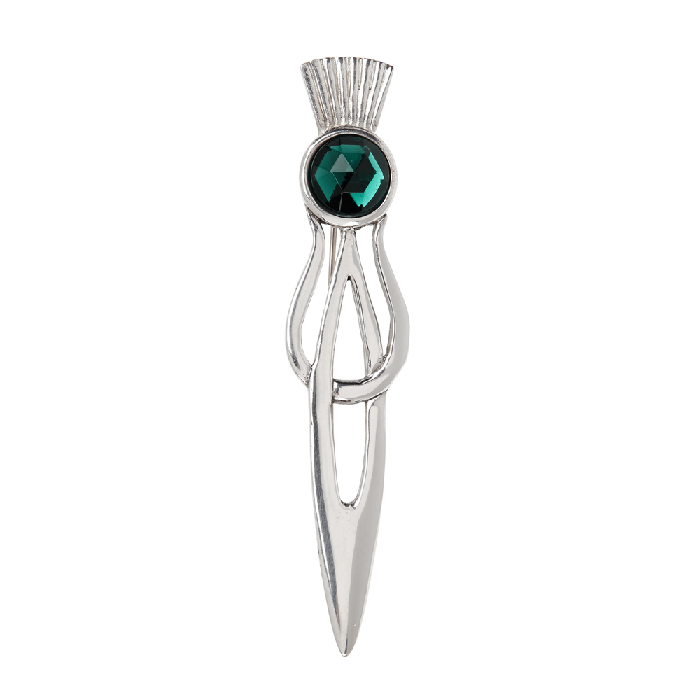 Thistle Kilt Pin with Coloured Stone