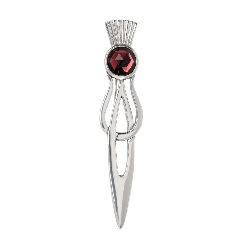 Thistle Kilt Pin with Coloured Stone