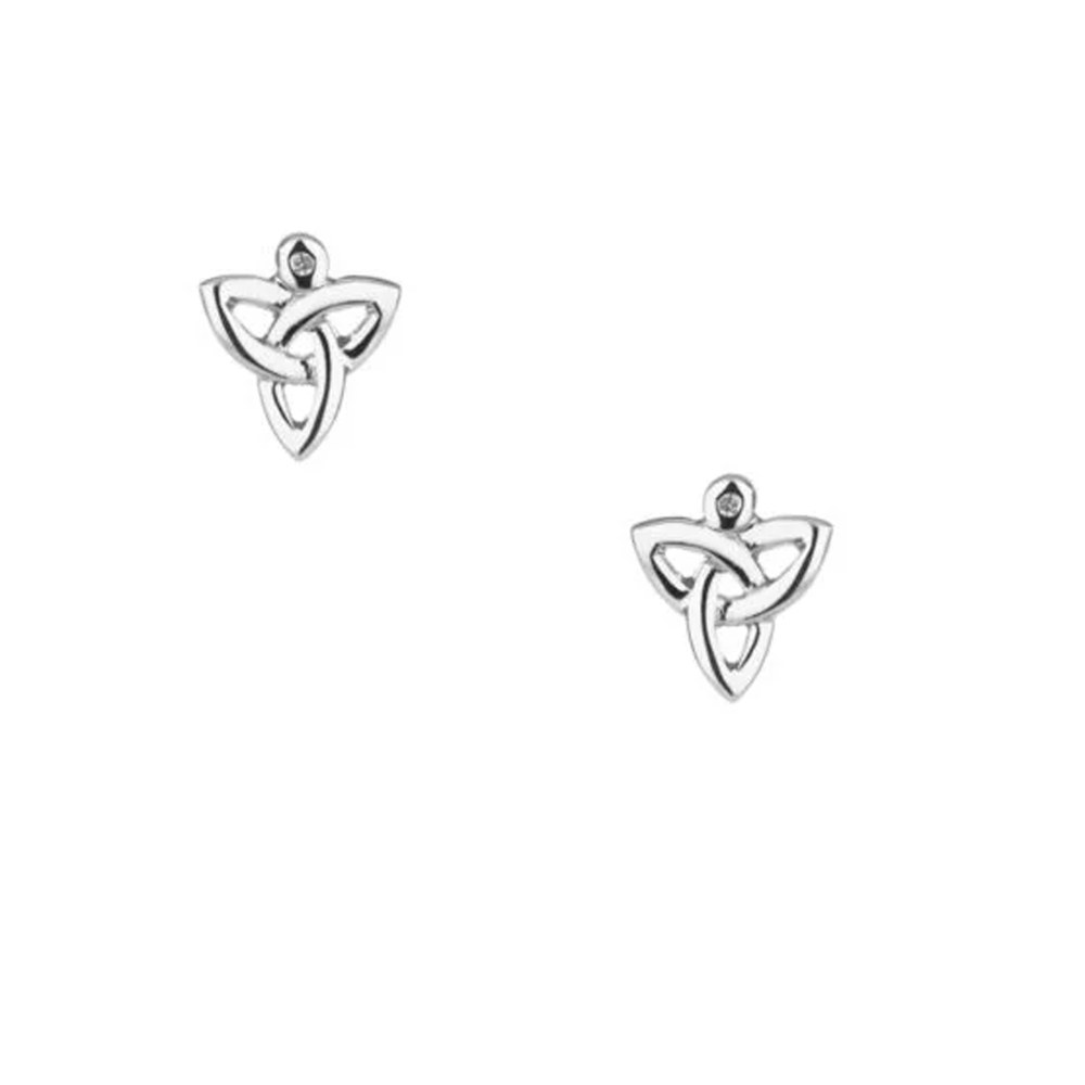 Silver Trinity Post Earrings - Diamond