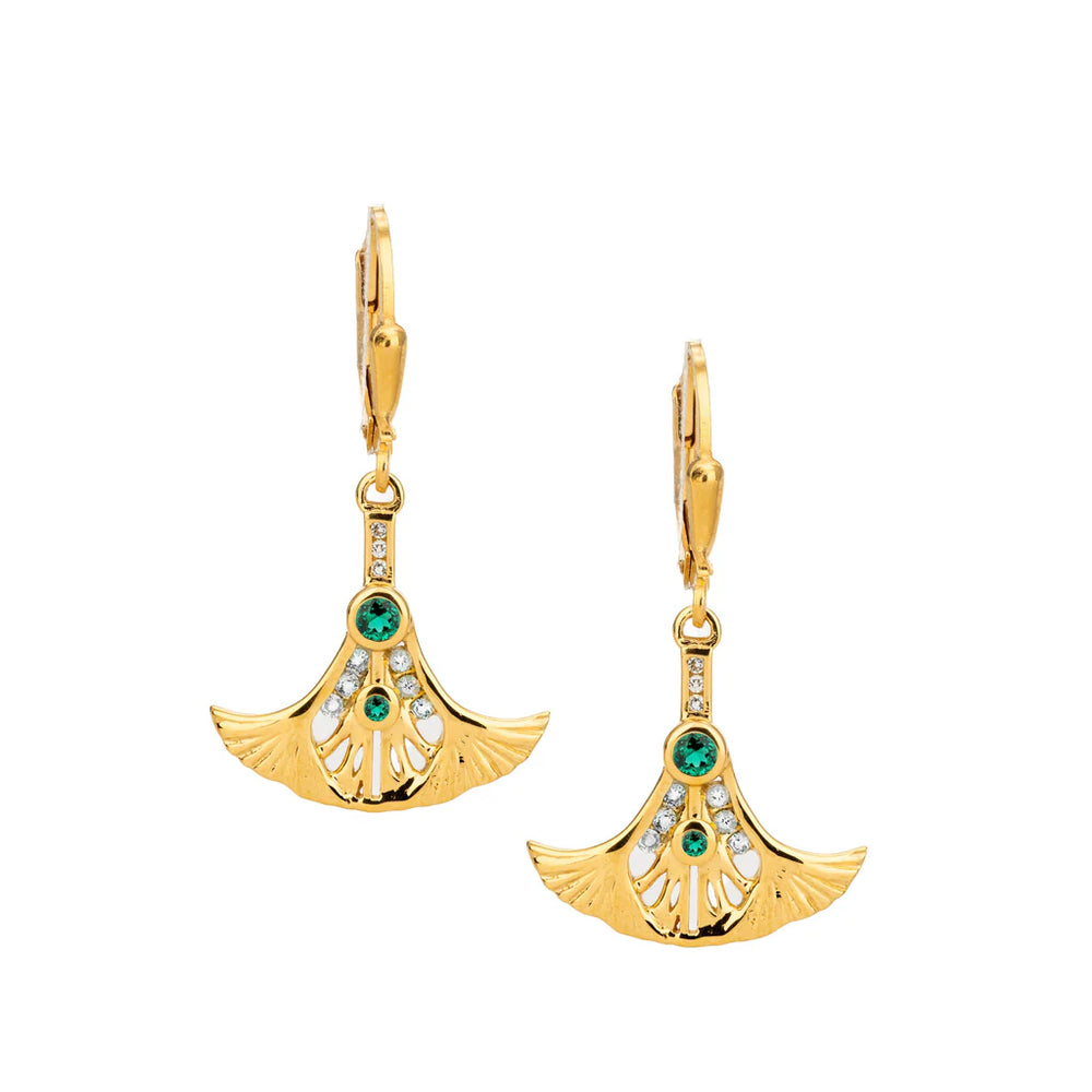 24k Vermeil with Lab Grown Emerald and White Moissanite Leverback Earrings