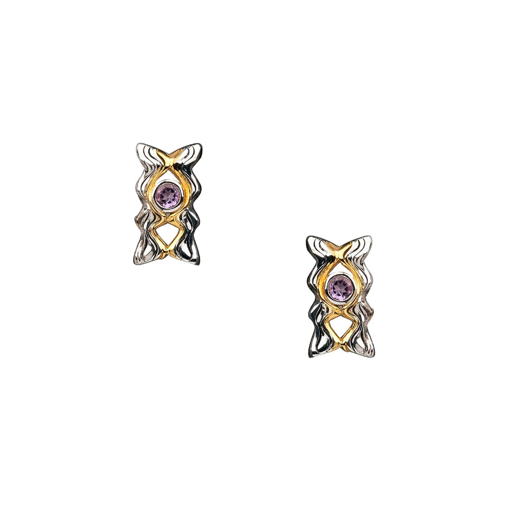 Silver & 10K Gold ROCKS 'N RIVERS Stud Earrings