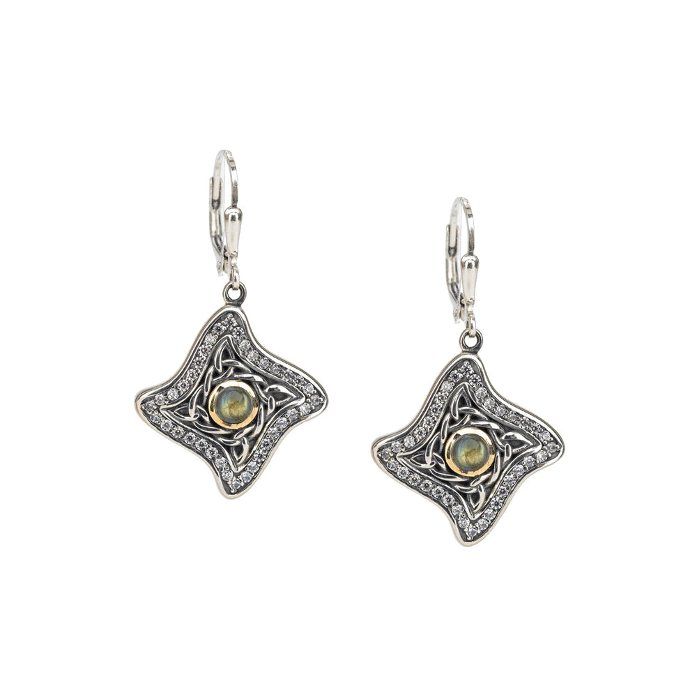 Silver & 10K Gold Celestial Star Leaverback Earrings