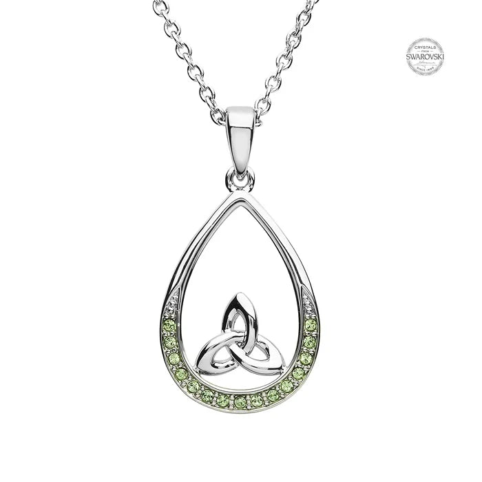Platinum Plated Peridot Trinity Pendant