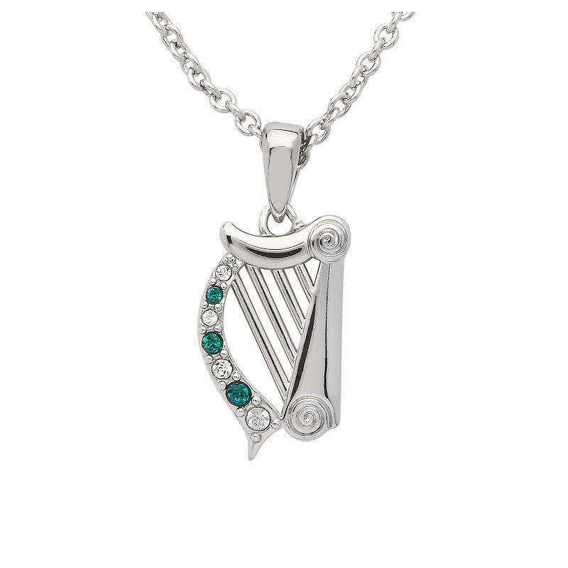 Platinum Plated Harp Necklace