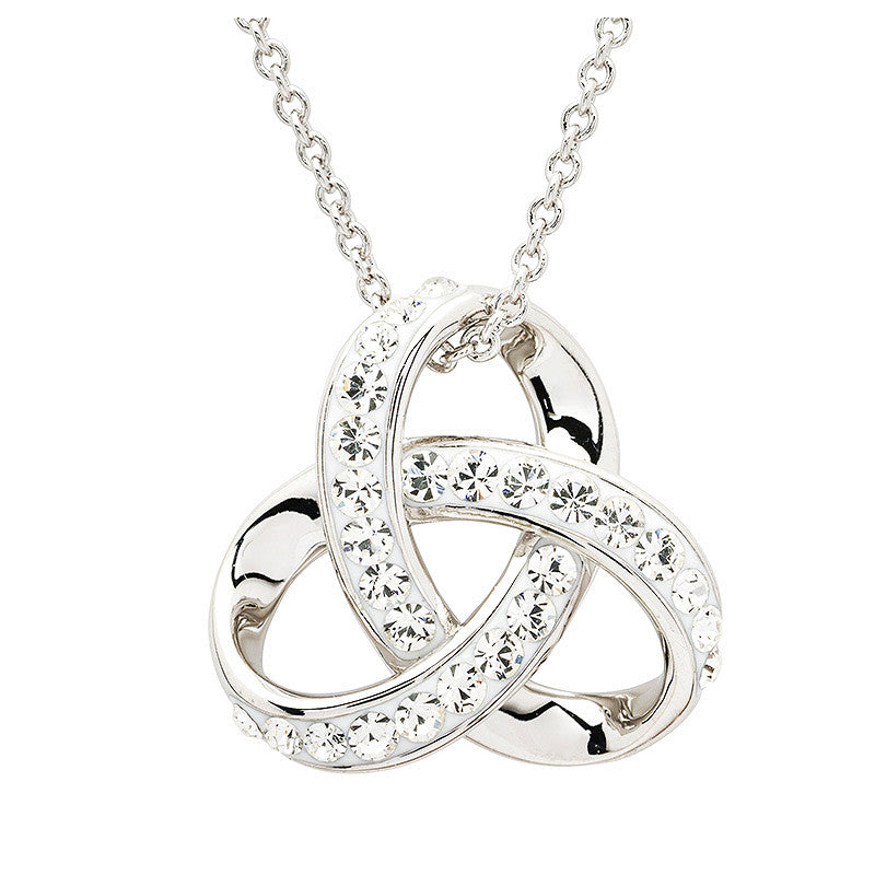 Platinum Plated Trinity Crystal Necklace