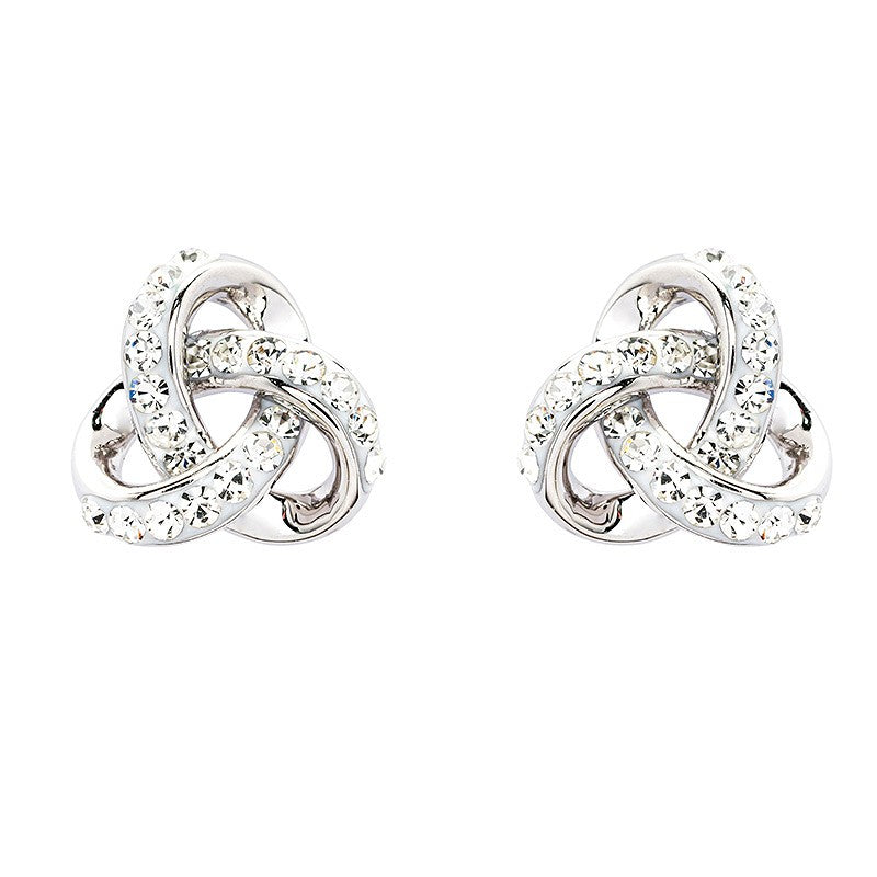 Platinum Plated Trinity Crystal Earrings