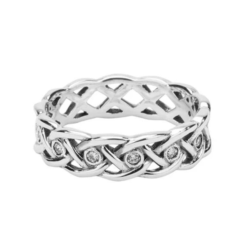 Love Knot with 8 Interwoven CZ Ring