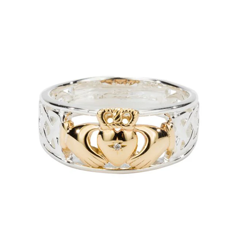 Tapered Diamond Claddagh Ring