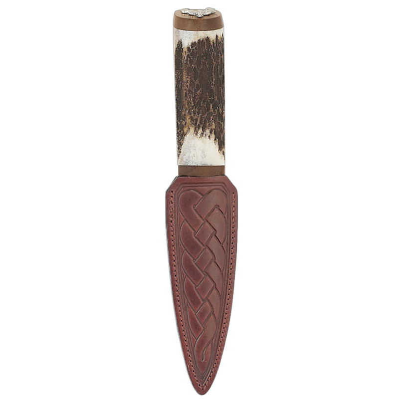 Staghorn Damascus Sgian Dubh Walnut With Stag