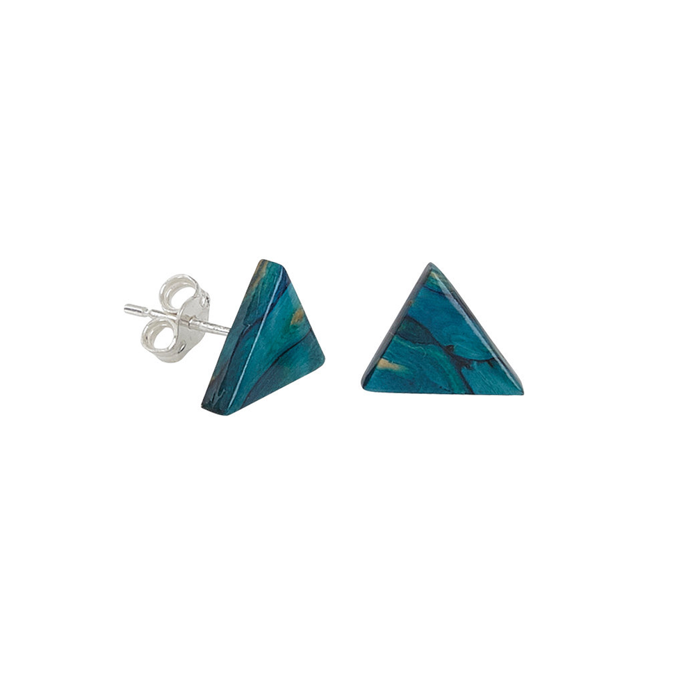 Heathergem Triangle Stud Silver Earrings