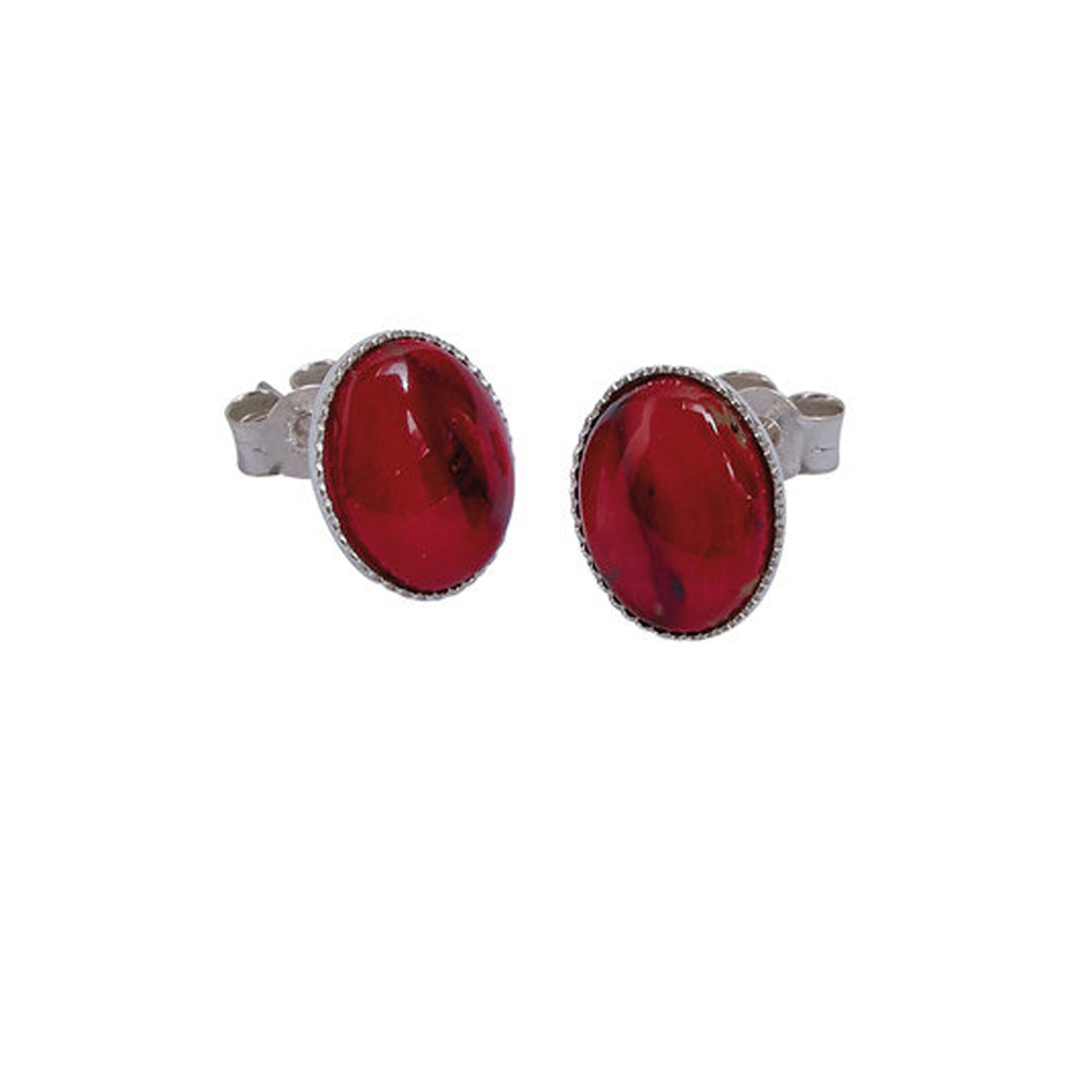 Heathergem Oval Stud Silver Earrings