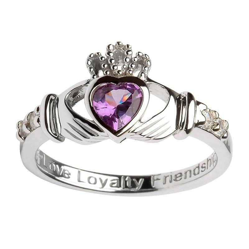 June Birthstone Claddagh Ring