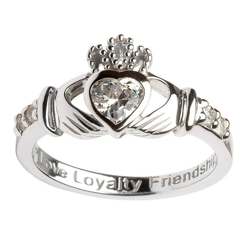 April Birthstone Claddagh Ring