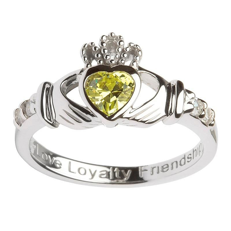 August Birthstone Claddagh Ring
