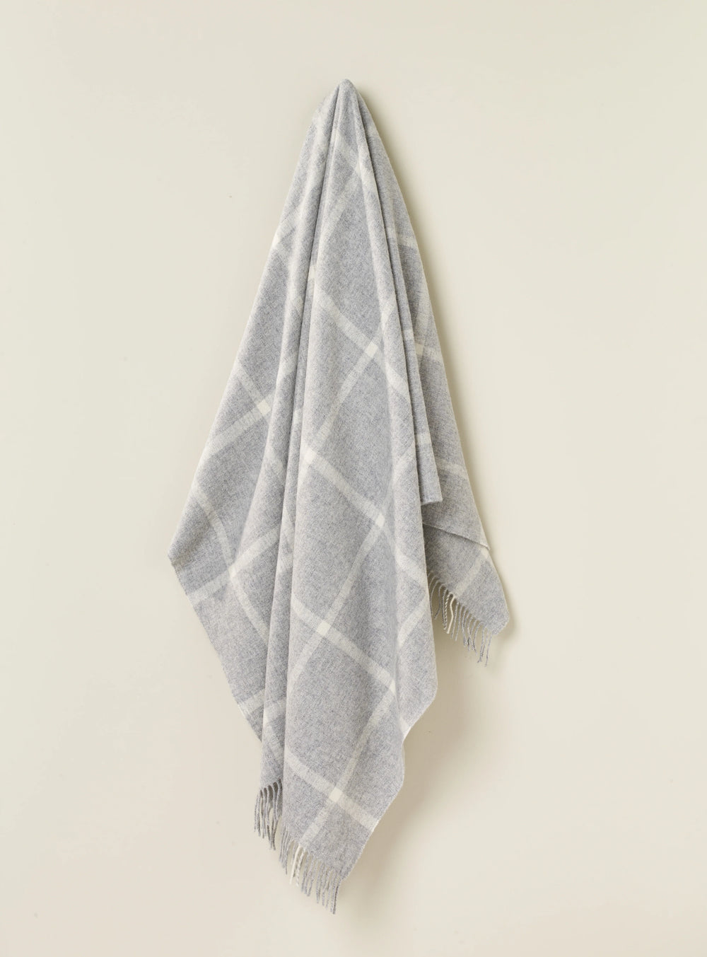 MERINO LAMBSWOOL THROW BLANKET - WINDOWPANE - GRAY