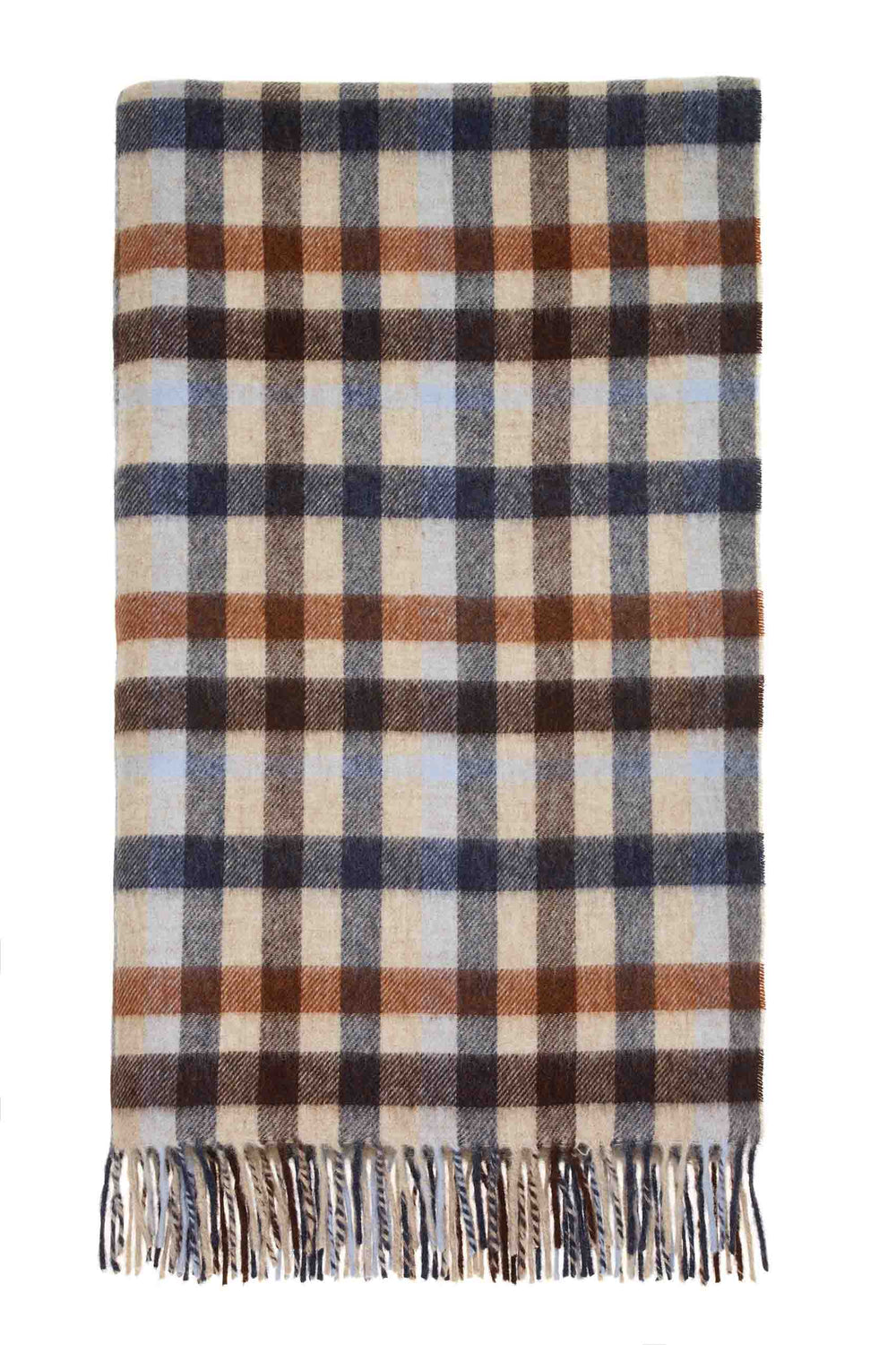 Multi Plaid Merino Throw Blanket - Navy & Rust