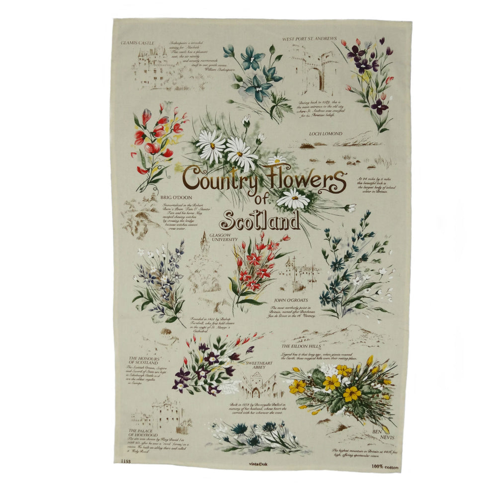 Country Flowers Tea Towel