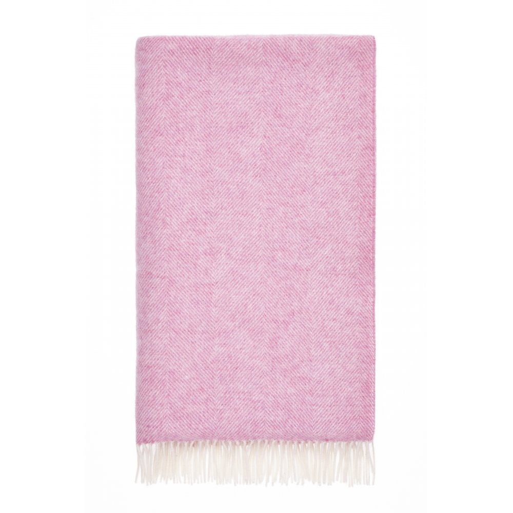 Herringbone Wool Blanket Pink