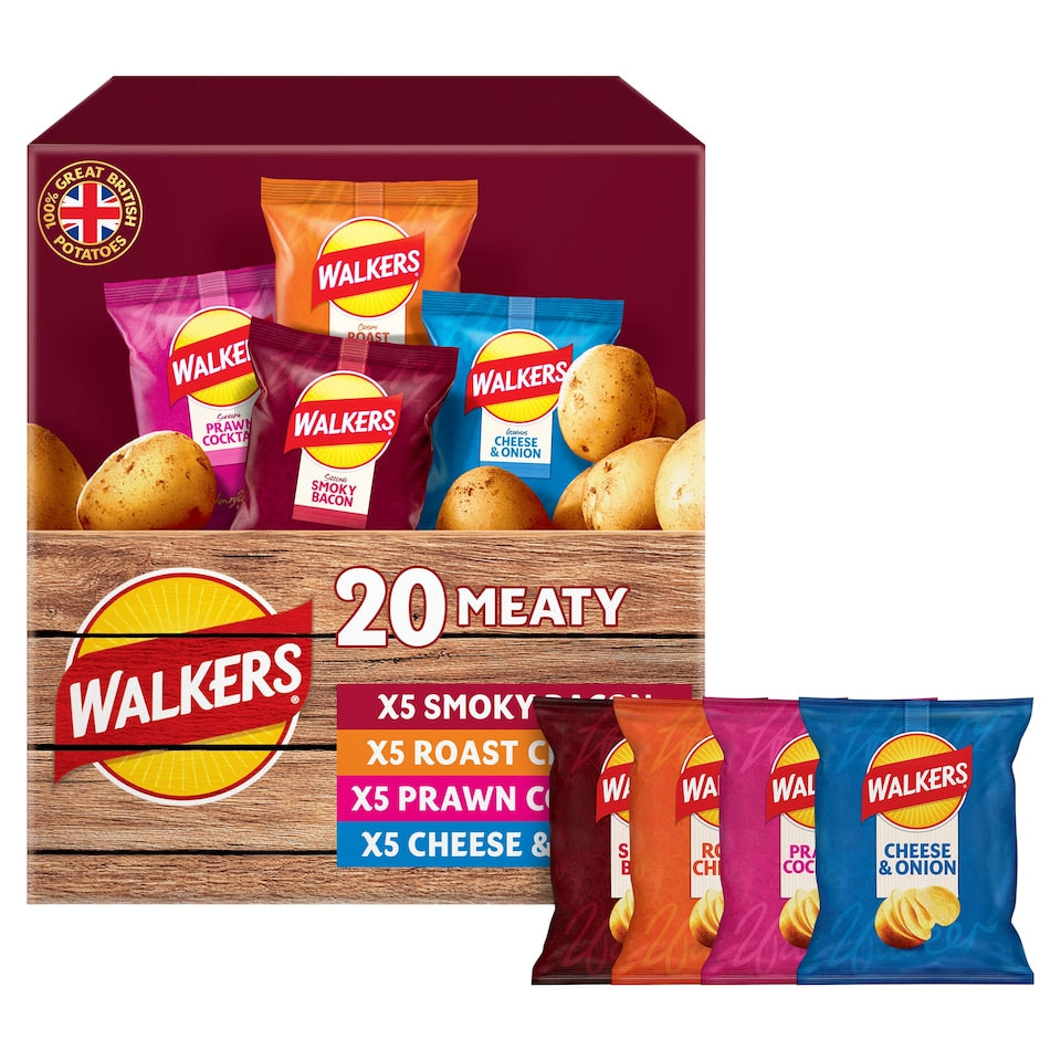 Walker's Meaty Variety Crisps 20 Pack Box