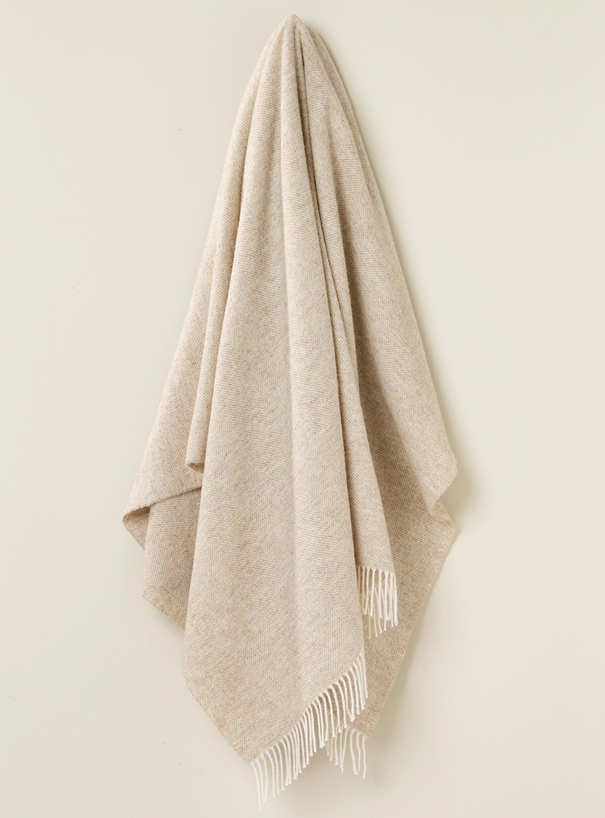 Herringbone Natural Wool Blanket