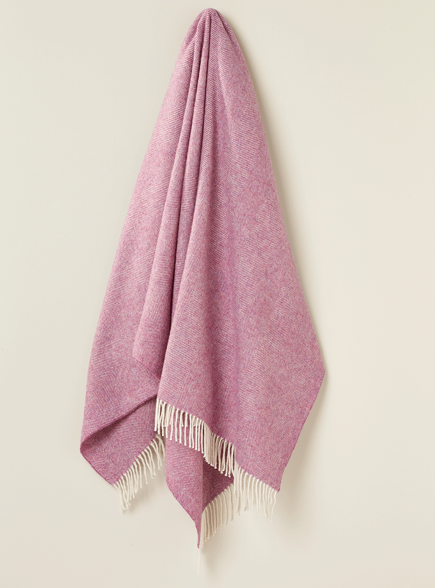 Herringbone Wool Blanket Pink