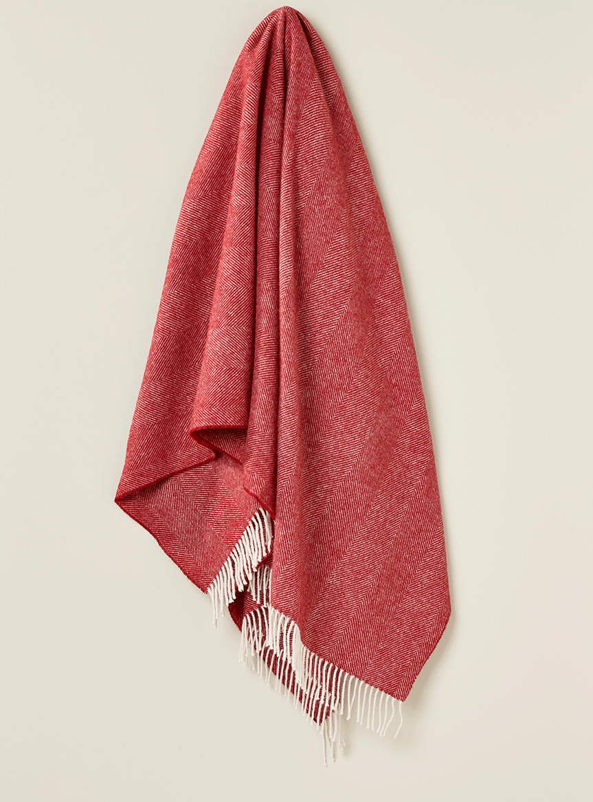 Herringbone Red Wool Blanket