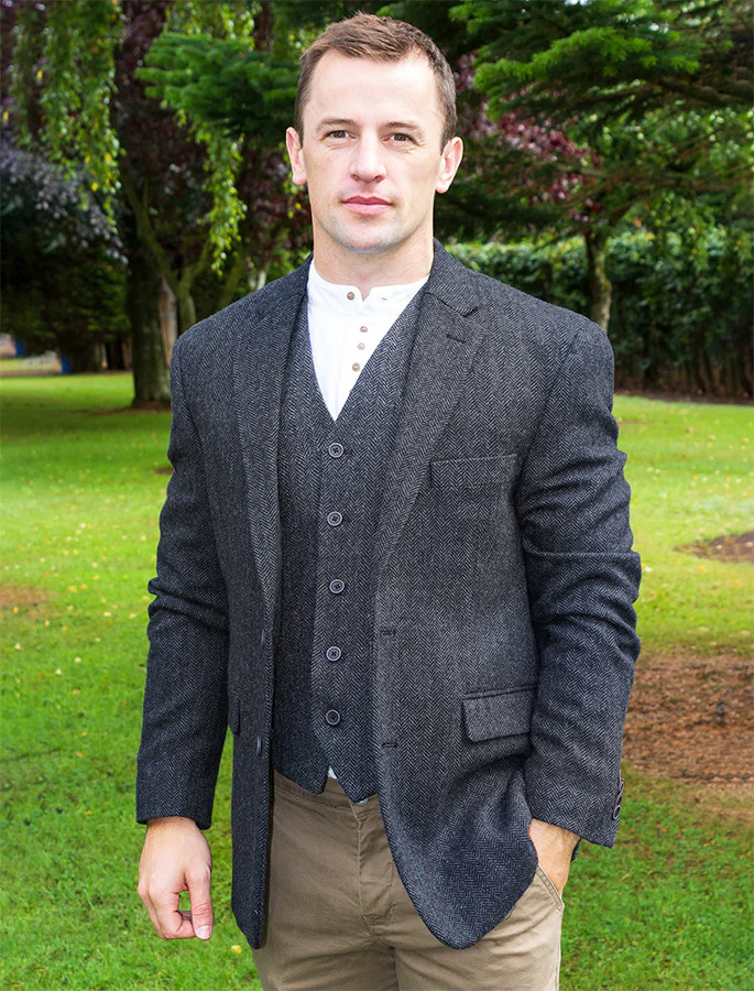 Charcoal Emerald Isle Tweed Blazer Jacket