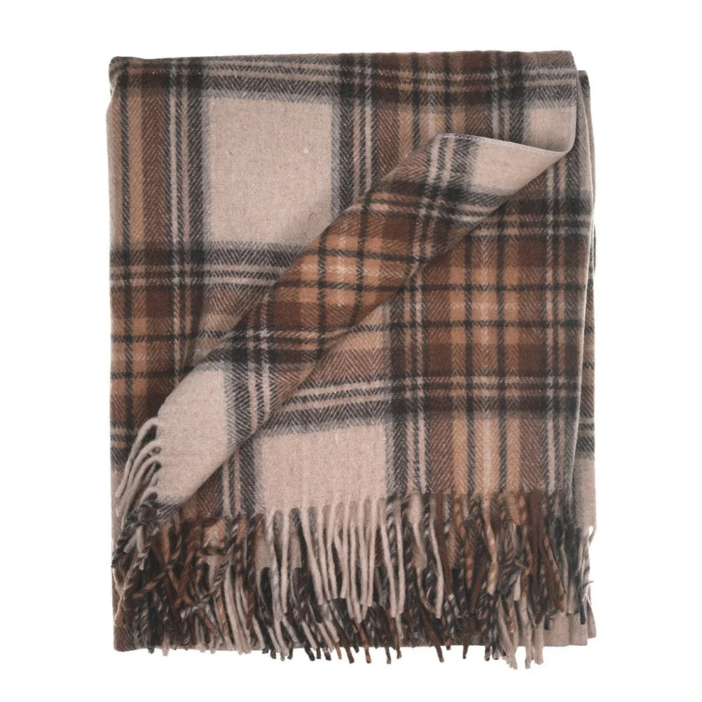 Stewart Natural Dress Highland Wool Blend Tartan Blanket
