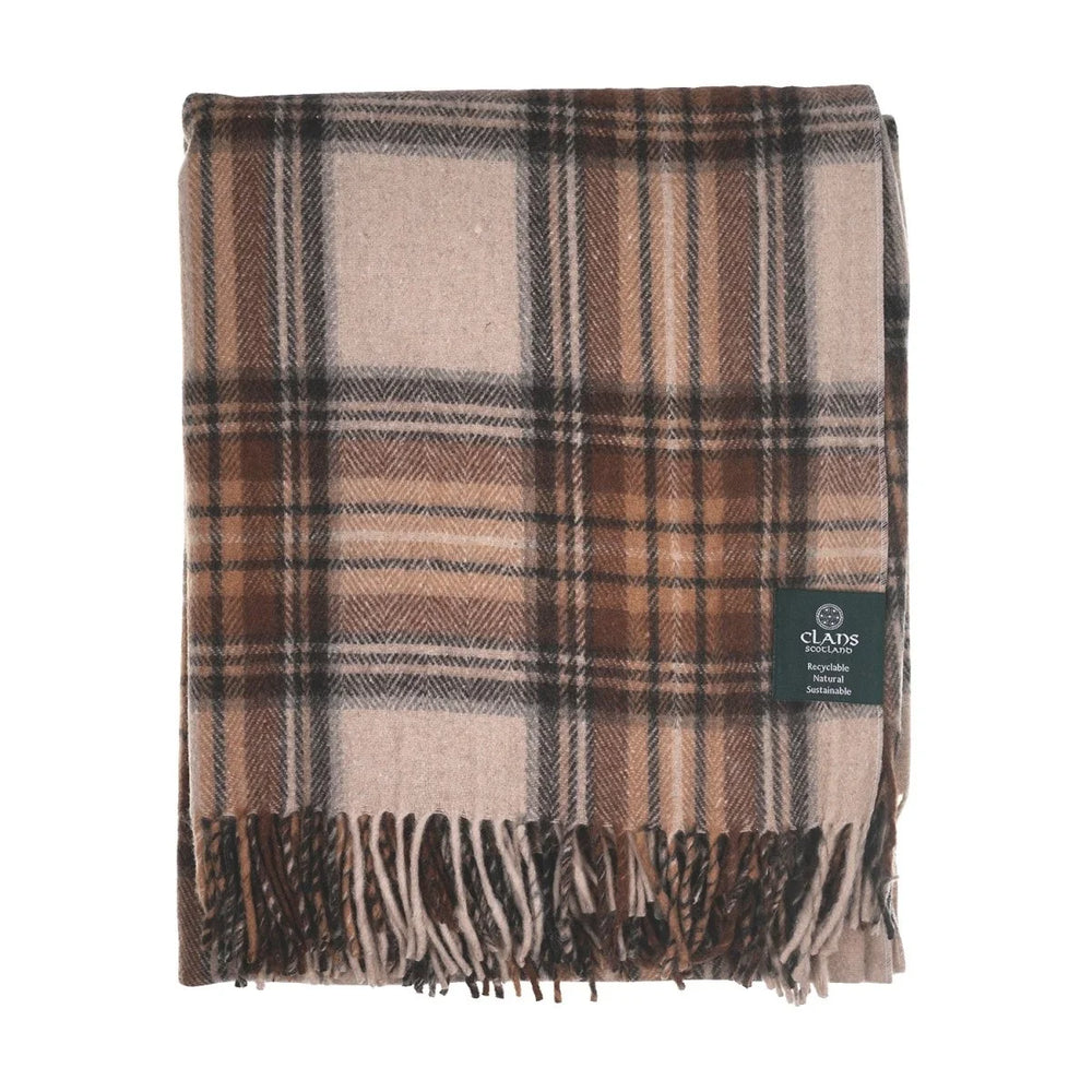 Stewart Natural Dress Highland Wool Blend Tartan Blanket