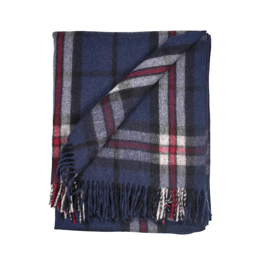 Thomson Navy Highland Wool Blend Tartan Blanket