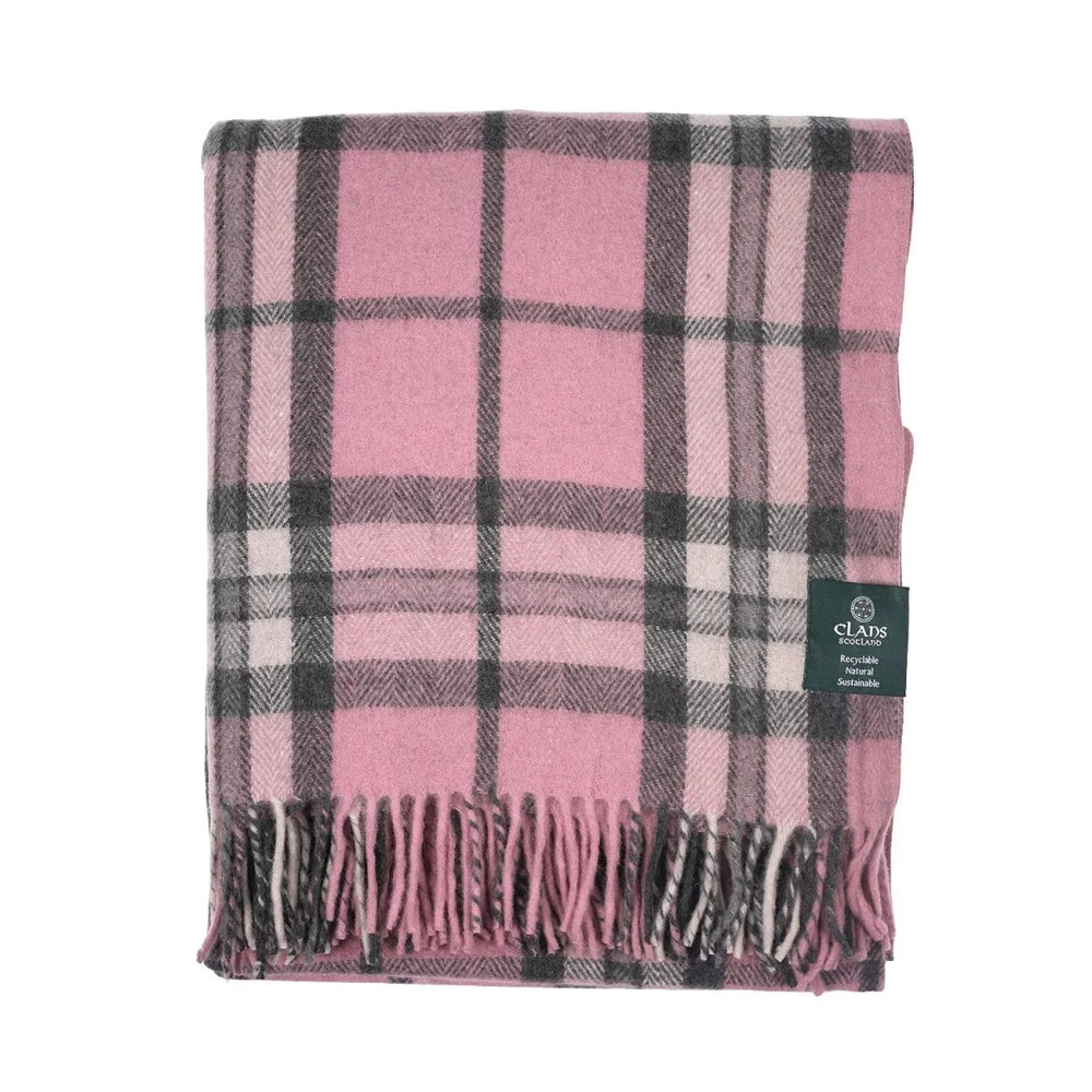 Thomson Pink Highland Wool Blend Tartan Blanket