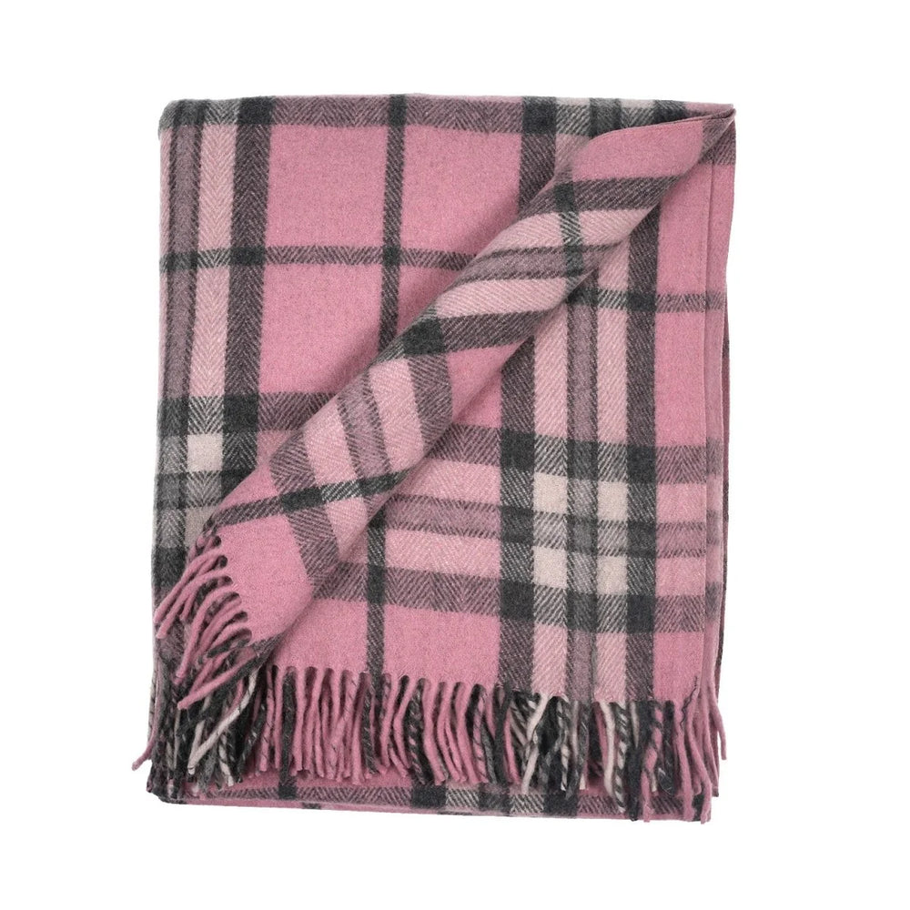 Thomson Pink Highland Wool Blend Tartan Blanket