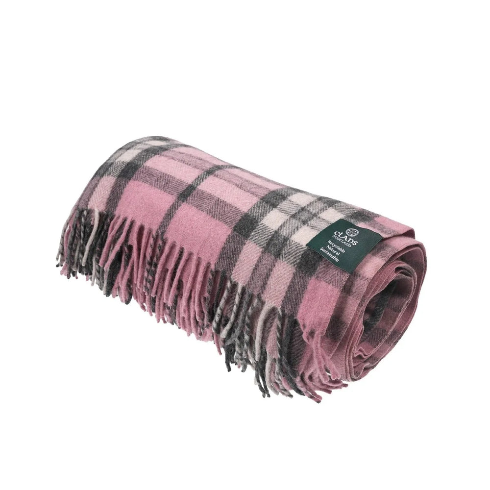 Thomson Pink Highland Wool Blend Tartan Blanket