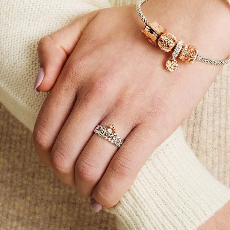 Silver Tara's Princess Heart Trinity Ring Adorned With A Crystal