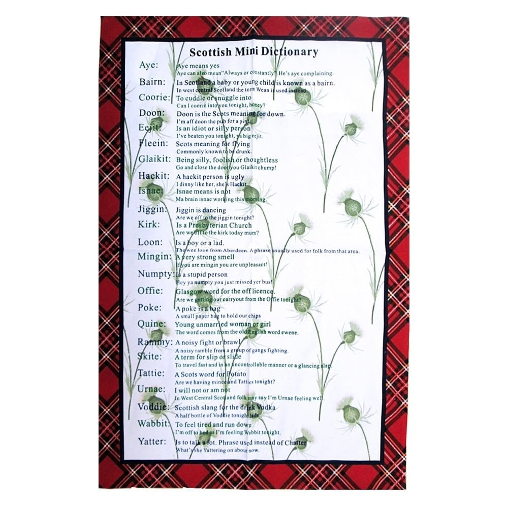 Scottish Dictionary Cotton Tea Towel