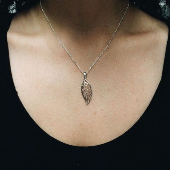 Outlander Inspired Autumn Leaf Silver Pendant