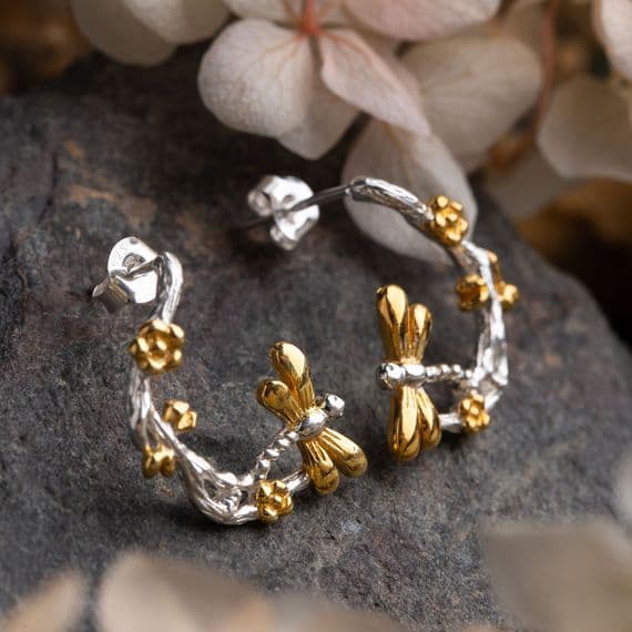 Outlander Two Tone Dragonfly Earrings