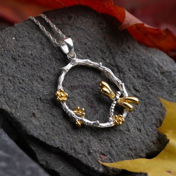 Outlander Two Tone Dragonfly Pendant