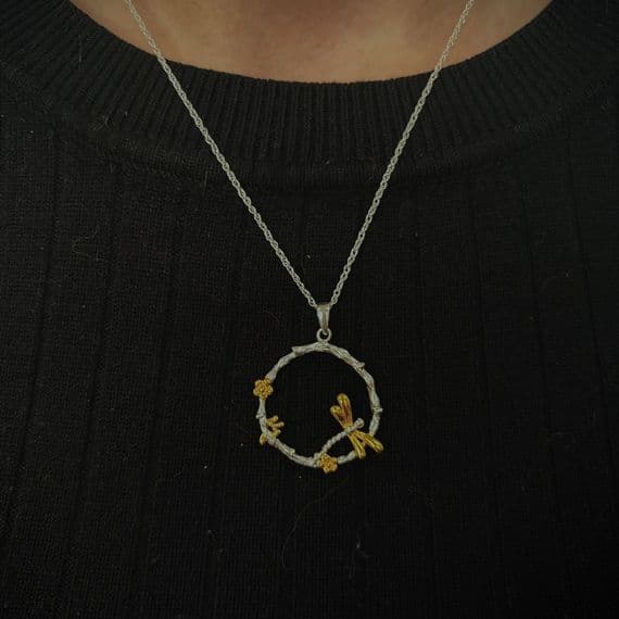 Outlander Two Tone Dragonfly Pendant