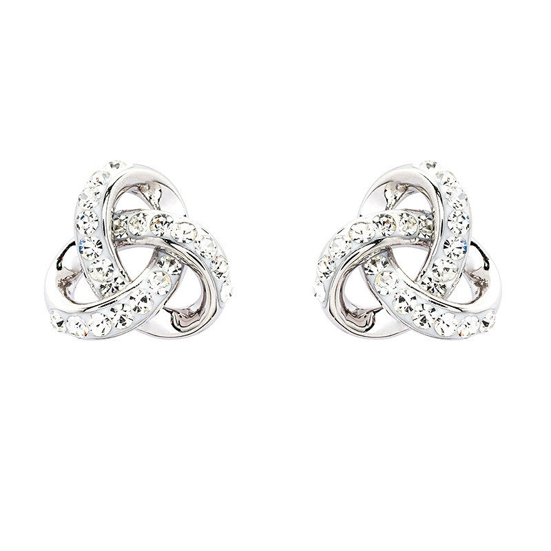 Platinum Plated Trinity Crystal Earrings