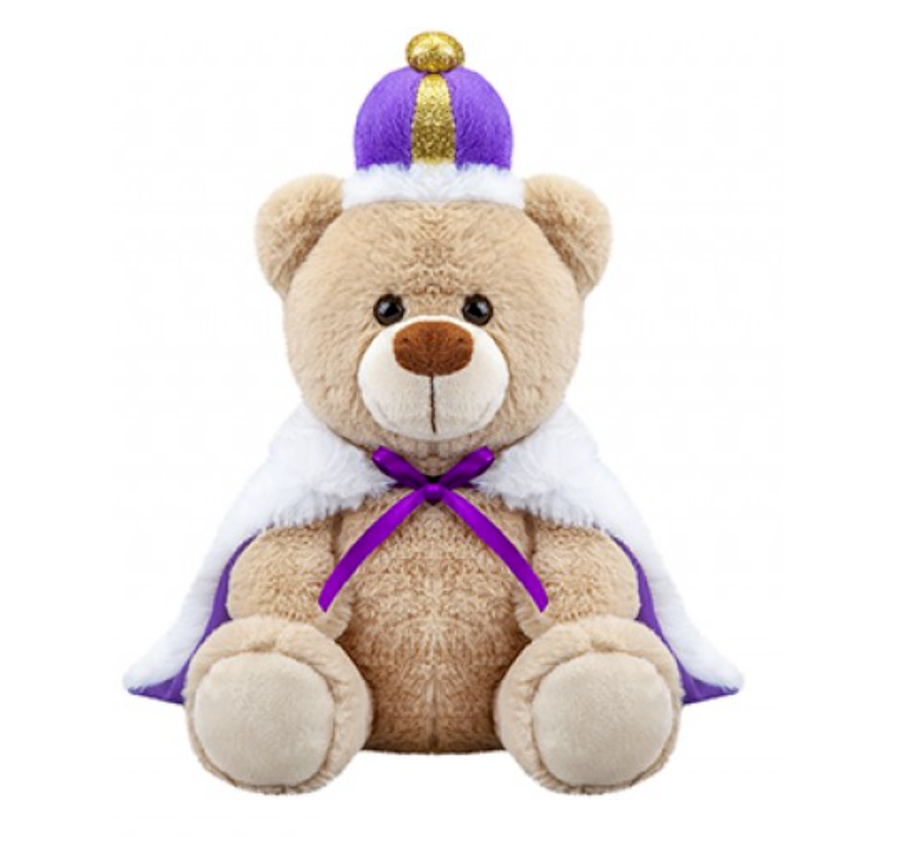 King Charles III Bear with Crown and Cloak