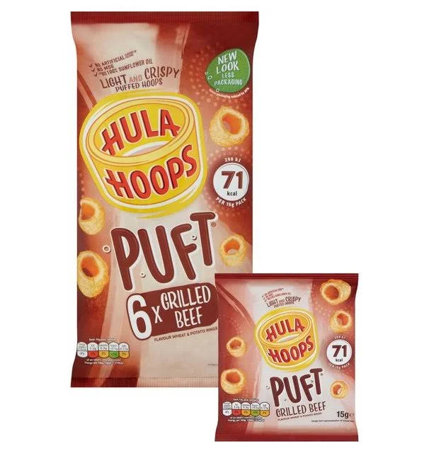 Hula Hoops Puft Grilled Beef 6 Pack