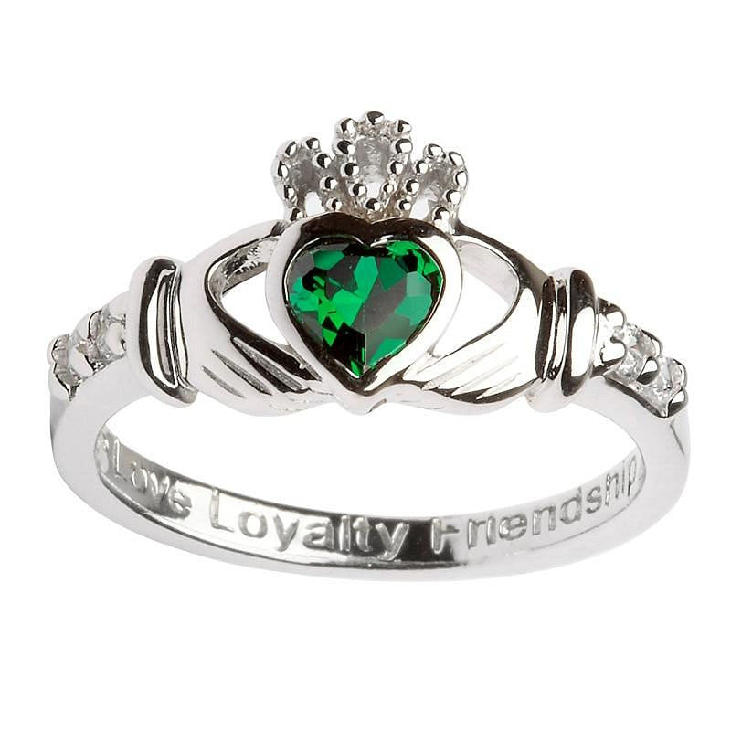 May Birthstone Claddagh Ring