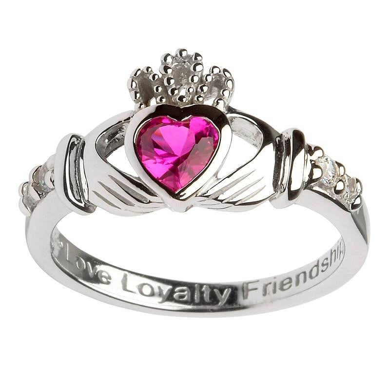 July Birthstone Claddagh Ring