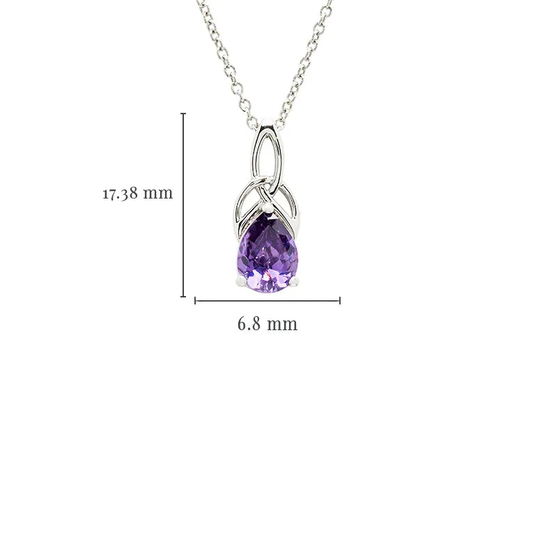 Sterling Silver Cubic Zirconia Amethyst Trinity Knot Necklace
