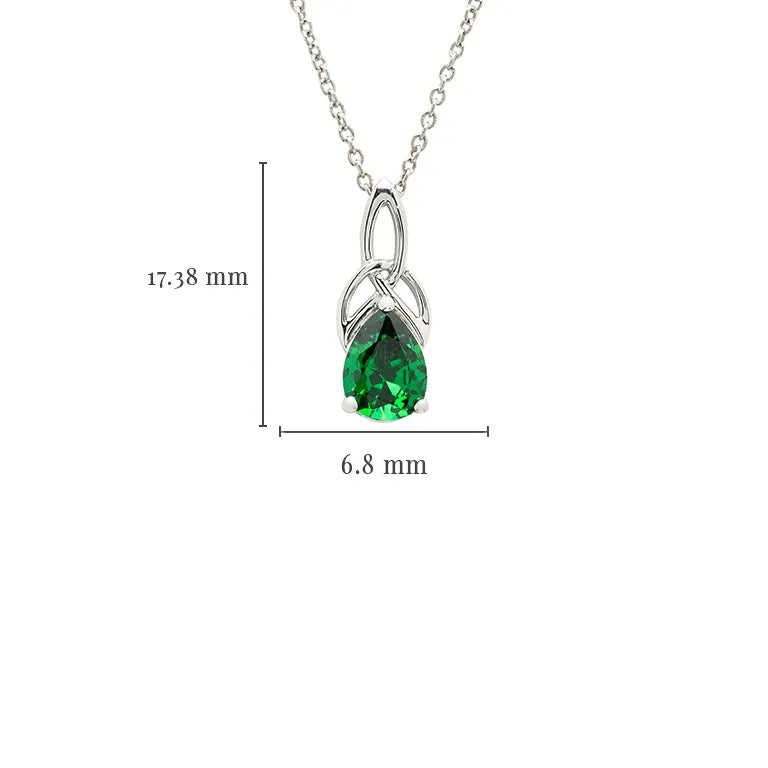 Sterling Silver Emerald Green Cubic Zirconia Trinity Knot Necklace