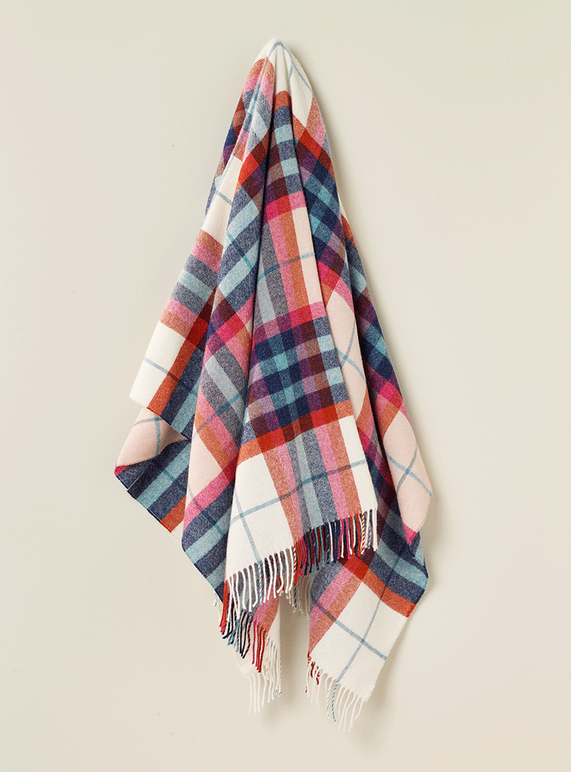 Falmouth Design Pure Wool Throw - Ivory & Red